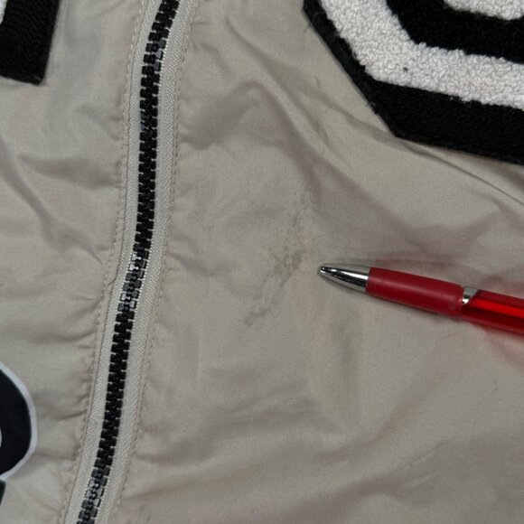 Members Only Varsity Bomber Jacket Beige Brown Patches Tiger Graphic Size L - Picture 8 of 16